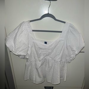 Old Navy Puff-Sleeve Smocked Babydoll Swing Blouse for Women — Size XL